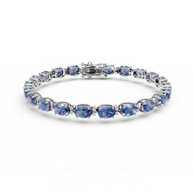 Bratara tennis din aur alb cu tanzanite ovale de 10.66ct si diamante de 0.25ct
