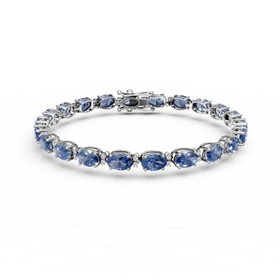 Bratara tennis din aur alb cu tanzanite ovale de 10.89ct si diamante de 0.26ct