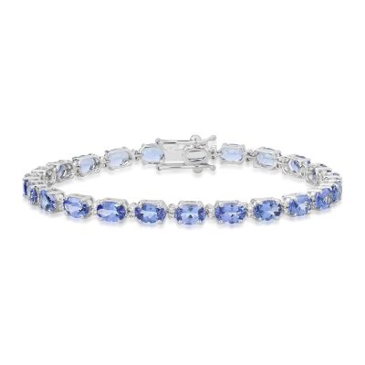 Bratara tennis din aur alb cu tanzanite ovale de 11.823ct si diamante de 0.234ct