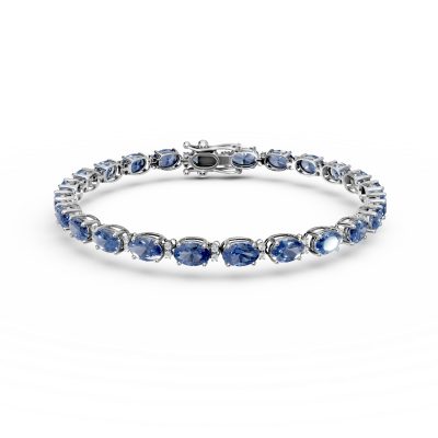 Bratara tennis din aur alb cu tanzanite ovale de 11.85ct si diamante de 0.24ct