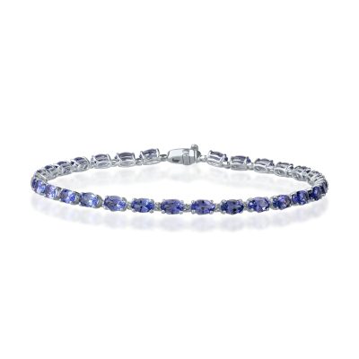 Bratara tennis din aur alb cu tanzanite ovale de 6.3ct