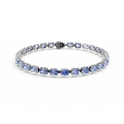 Bratara tennis din aur alb cu tanzanite ovale de 7.1ct