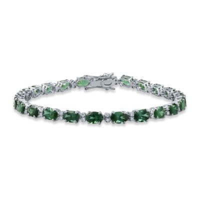 Bratara tennis din aur alb cu tsavorite de 11.45ct si diamante de 0.35ct