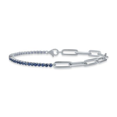 Bratara tennis din aur alb si cu safire de 1.6ct