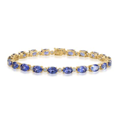 Bratara tennis din aur galben cu tanzanite ovale de 13.05ct si diamante de 0.85ct