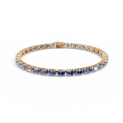 Bratara tennis din aur galben cu tanzanite ovale de 14.06ct