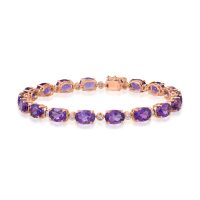 Bratara tennis din aur roz cu ametiste ovale de 13.6ct si diamante de 0.4ct