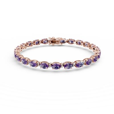 Bratara tennis din aur roz cu ametiste ovale de 5.03ct si diamante de 0.23ct
