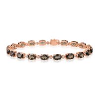 Bratara tennis din aur roz cu cuart fumuriu oval de 14.12ct si diamante de 0.4ct