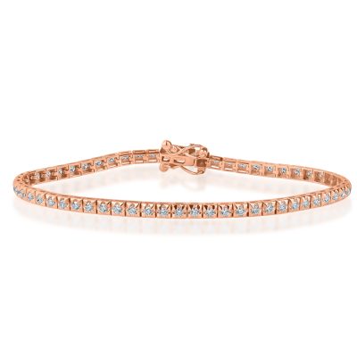 Bratara tennis din aur roz cu diamante 1ct