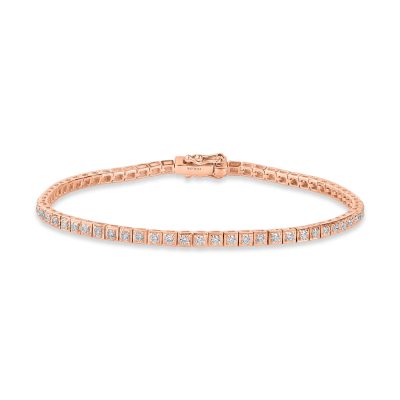 Bratara tennis din aur roz cu diamante de 0.9ct