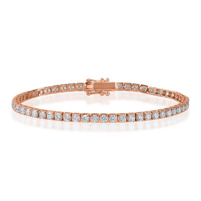 Bratara tennis din aur roz cu diamante de 2.8ct
