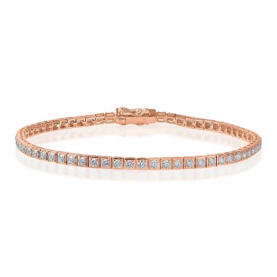 Bratara tennis din aur roz cu diamante de 2ct