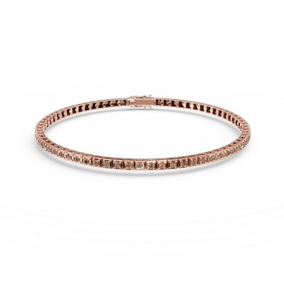 Bratara tennis din aur roz cu diamante maro de 0.7ct