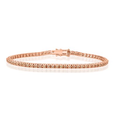 Bratara tennis din aur roz cu diamante maro de 1.15ct