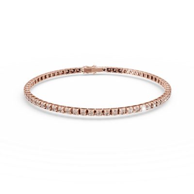 Bratara tennis din aur roz cu diamante maro de 1.5ct