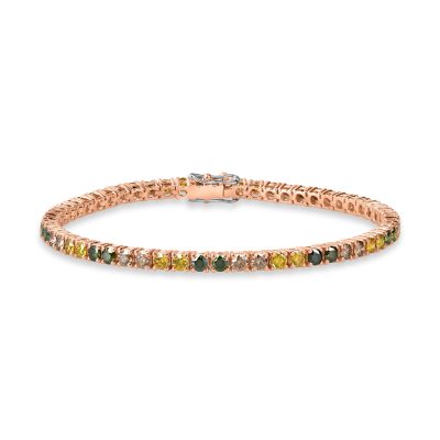 Bratara tennis din aur roz cu diamante multicolore de 4.2ct