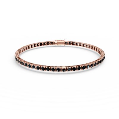 Bratara tennis din aur roz cu diamante negre de 4.8ct