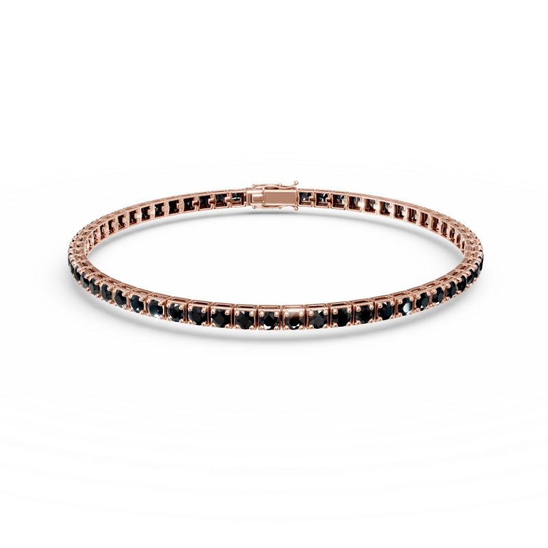 Bratara tennis din aur roz cu diamante negre de 4.8ct