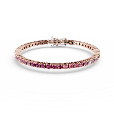 Bratara tennis din aur roz cu safire multicolore de 4.55ct