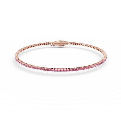 Bratara tennis din aur roz cu safire roz de 1.2ct