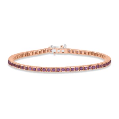 Bratara tennis din aur roz cu safire roz de 3.12ct