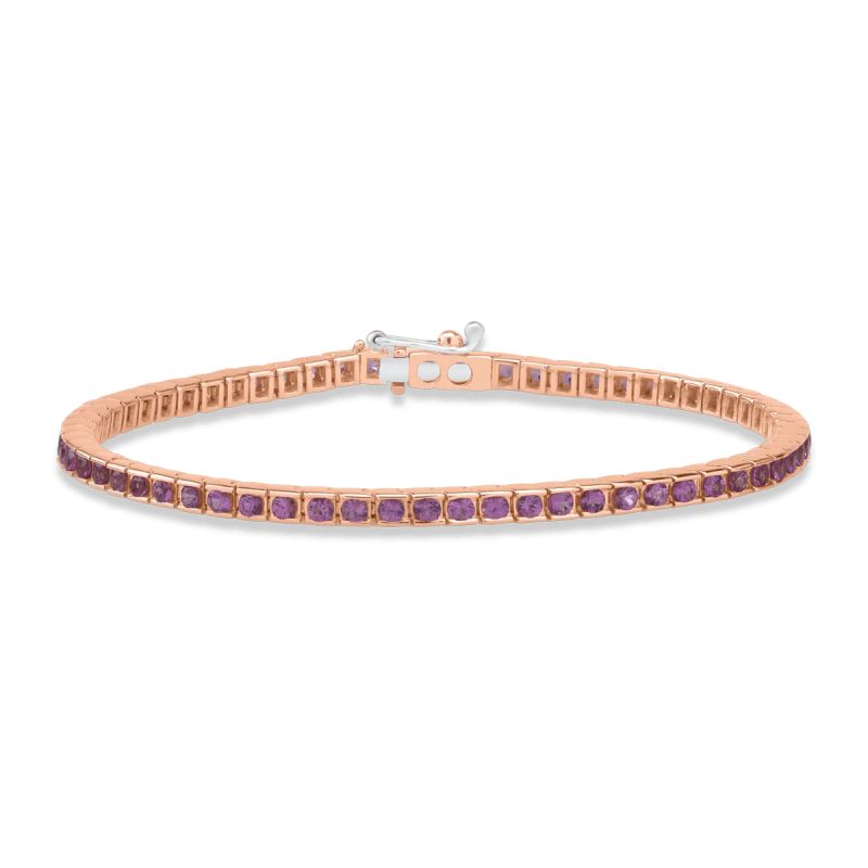 Bratara tennis din aur roz cu safire roz de 3.12ct