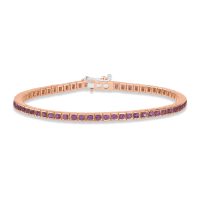 Bratara tennis din aur roz cu safire roz de 3.12ct