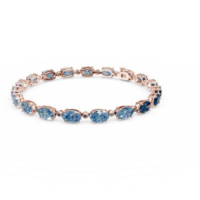 Bratara tennis din aur roz cu topaze london blue ovale de 18.9ct