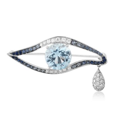 Brosa din aur alb cu pietre pretioase si semipretioase de 5.92ct