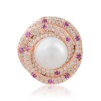 Brosa din aur roz cu pietre pretioase si semipretioase de 5.3ct