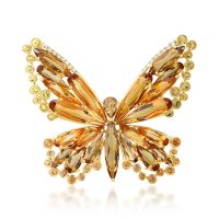 Brosa fluture din aur galben cu pietre pretioase si semipretioase de 18.89ct