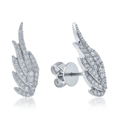 Cercei aripi din aur alb cu diamante de 0.3ct