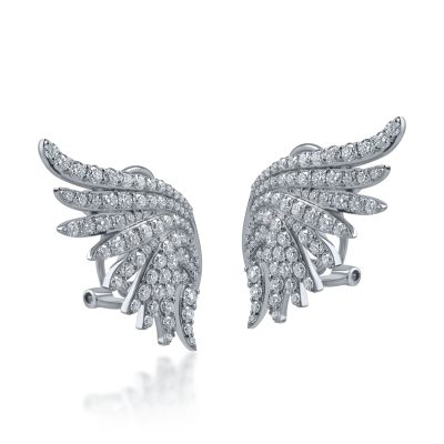 Cercei aripi din aur alb cu diamante de 1.9ct