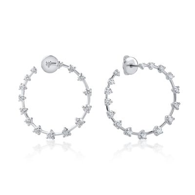 Cercei cerc din aur alb cu diamante de 2ct