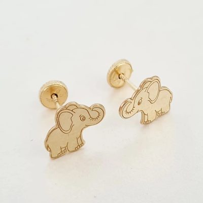 Cercei copii/bebe - Model elefant - Aur Galben 14K - Inchizatoare cu filet