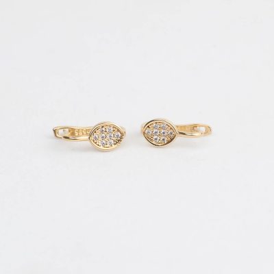 Cercei copii/bebe - Model Happy Life - Aur Galben 14K - Cubic Zirconia - Inchizatoare sigura cu tortita