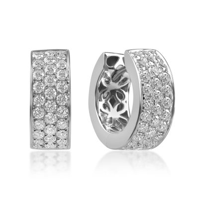 Cercei creole din aur alb cu diamante de 0.1ct