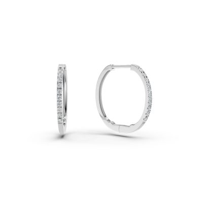 Cercei creole din aur alb cu diamante de 0.2ct