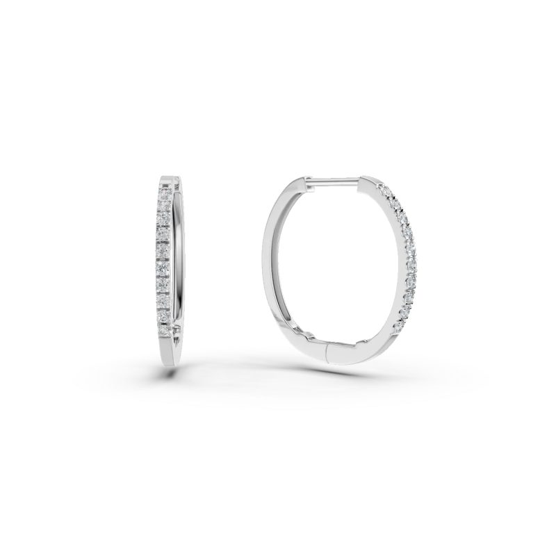 Cercei creole din aur alb cu diamante de 0.2ct
