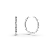 Cercei creole din aur alb cu diamante de 0.2ct