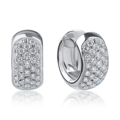 Cercei creole din aur alb cu diamante de 0.8ct