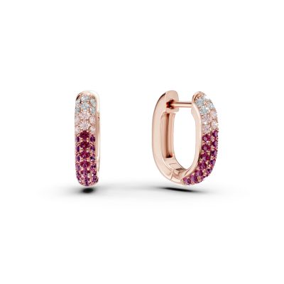 Cercei creole din aur roz cu pietre pretioase de 0.76ct
