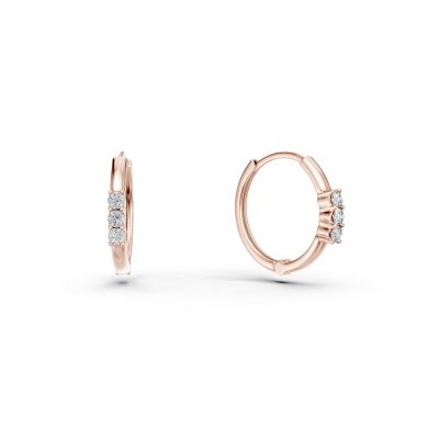 Cercei creole din aur roz pentru copii cu diamante de 0.05ct