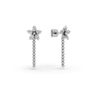 Cercei cu floare din aur alb cu diamante de 0.9ct