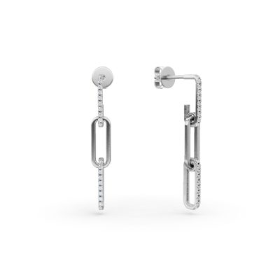 Cercei cu zale din aur alb cu diamante de 0.2ct