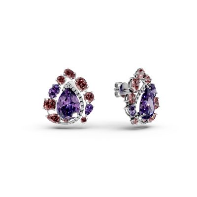 Cercei din aur alb cu ametiste de 10.1ct si turmaline roz de 2ct