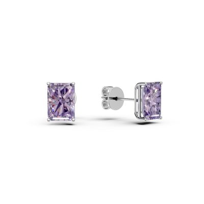 Cercei din aur alb cu ametiste rectangulare de 1.7ct