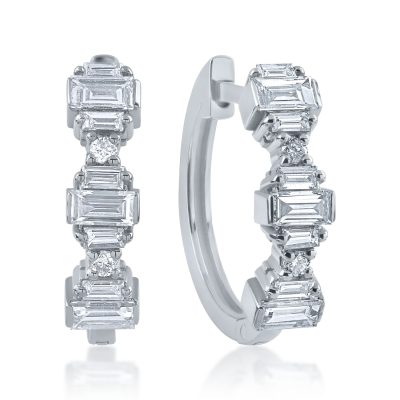 Cercei din aur alb cu diamante baguette de 0.44ct