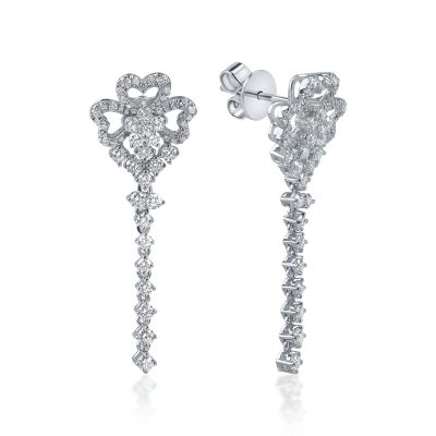Cercei din aur alb cu diamante baguette de 1.264ct